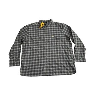Carhartt Rugged Flex Long Sleeve Button Down Shirt Men Size 3XL Gray Relaxed Fit